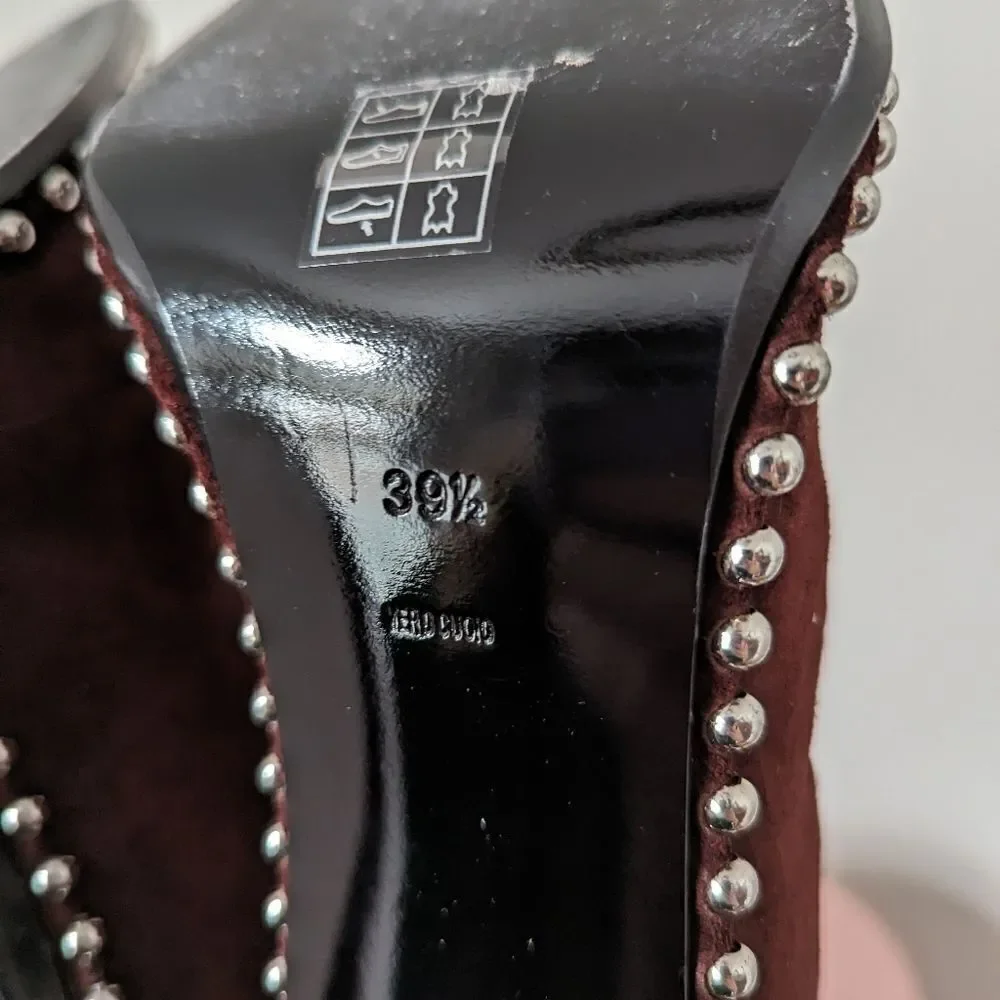 Alexander Wang cranberry maroon wine red suede studded Eri stiletto ankle boots